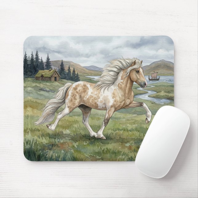 Tapis De Souris Charismatic Pinto Icelandic Mare watercolor (Avec souris)