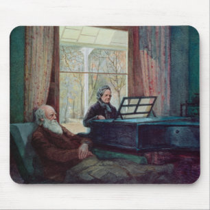 Tapis De Souris Charles Darwin et son épouse au piano