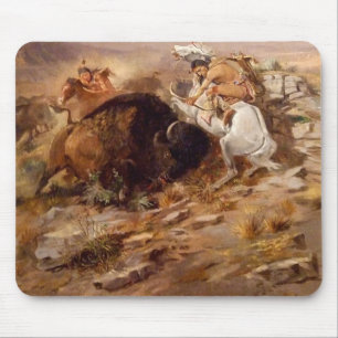Tapis De Souris Charles Marion Russell - chasse de Buffalo