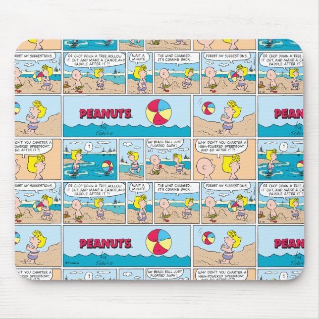 Tapis De Souris Charlie Brown & Sally À La Plage (Devant)