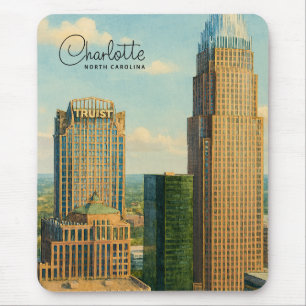Tapis De Souris Charlotte NC Aquarelle Horizon Voyage
