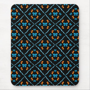Tapis De Souris Charmant nœud papillon géométrique carreau noir