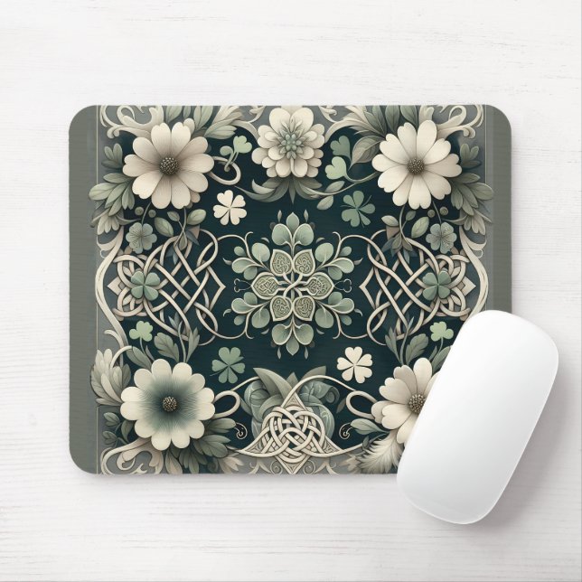 Tapis De Souris Charme Floral de Trèfle Celtique (Avec souris)