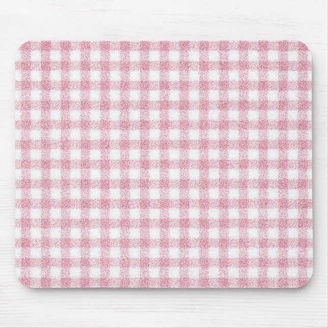Tapis De Souris Charme Gingham Rose et Blanc Velouté (Devant)