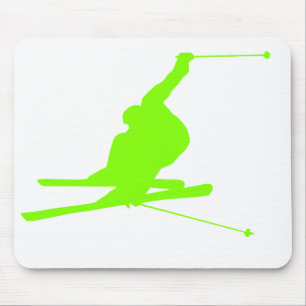 Tapis De Souris Chartreuse, Neon Ski De Neige Vert