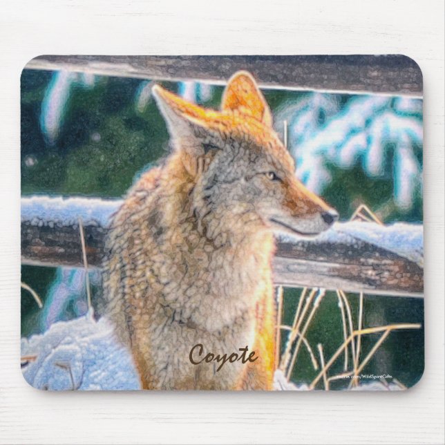 Tapis De Souris Chasse au coyote féminine en neige #Gift Mousepad (Devant)