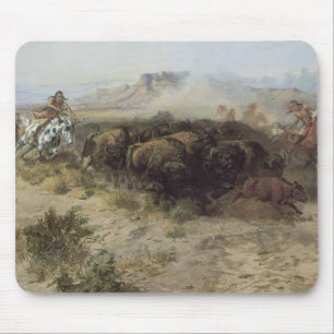 Tapis De Souris Chasse aux bisons n° 26 par CM Russell, Indiens vi