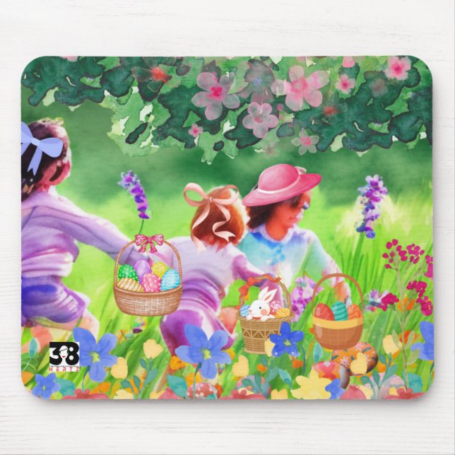 Tapis De Souris Chasse aux oeufs de Pâques (Devant)