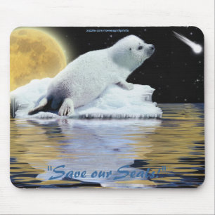Tapis De Souris Chasse aux phoques Cute Harp Seal Wildlife Pad