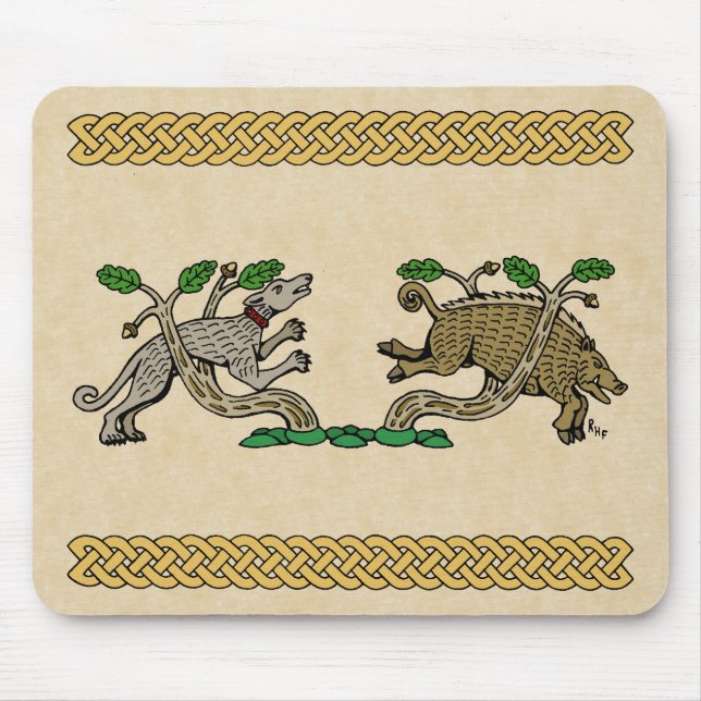 Tapis De Souris Chasse aux sangliers médiévaux (Devant)