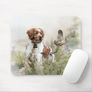 Tapis De Souris Chasse avec un chien breton, Art