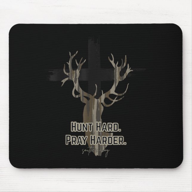 Tapis De Souris Chasse camouflage croix chrétienne prière difficil (Devant)