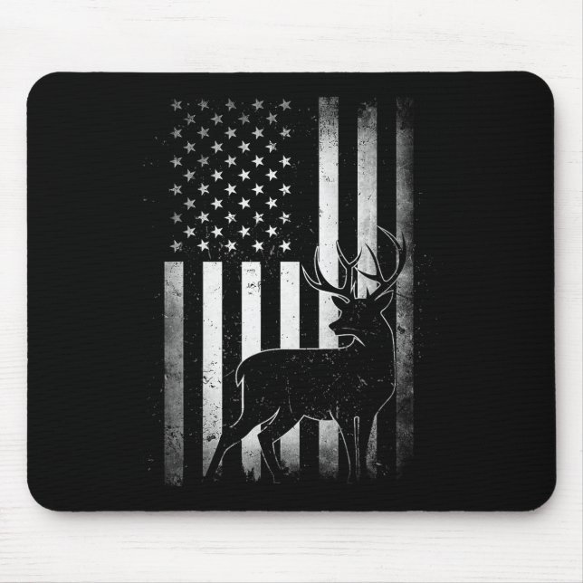 Tapis De Souris Chasse Chasse Chasse Deer Etats-Unis Drapeau Améri (Devant)