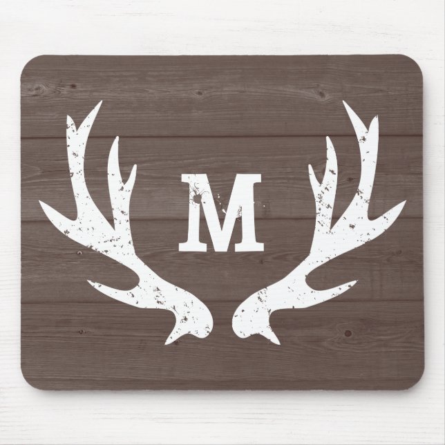 Tapis De Souris Chasse vintage bois de cerf monogramme pavé souris (Devant)