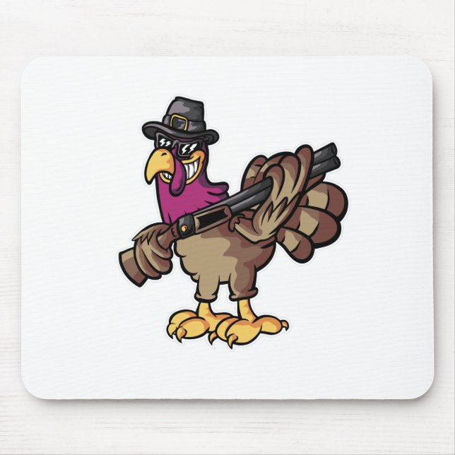 Tapis De Souris Chasseur de Dindon de Thanksgiving Drôle (Devant)