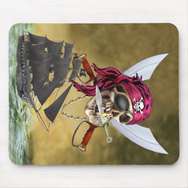 TAPIS DE SOURIS CHASSEUR DE TRÉSOR CRÂNE DE PIRATE (Devant)