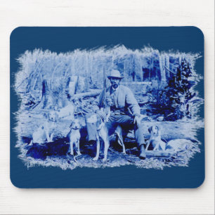 Tapis De Souris Chasseur vintage Avec Chiens Pad Souris