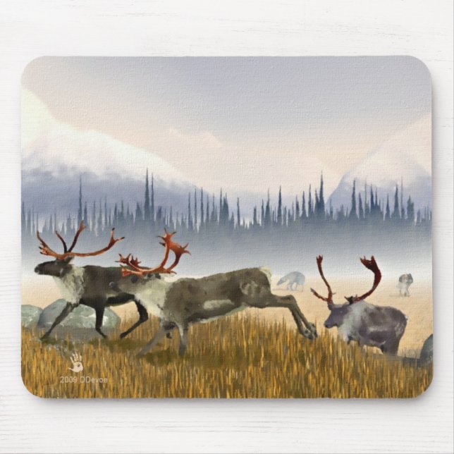 Tapis De Souris Chasseurs Dans La Poisson (Caribou) (Devant)