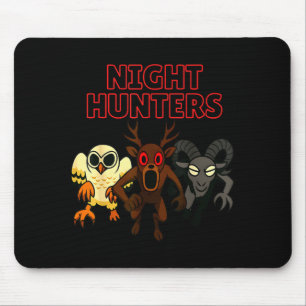 Tapis De Souris Chasseurs de nuit. 3 Animaux dans la forêt. Cool G
