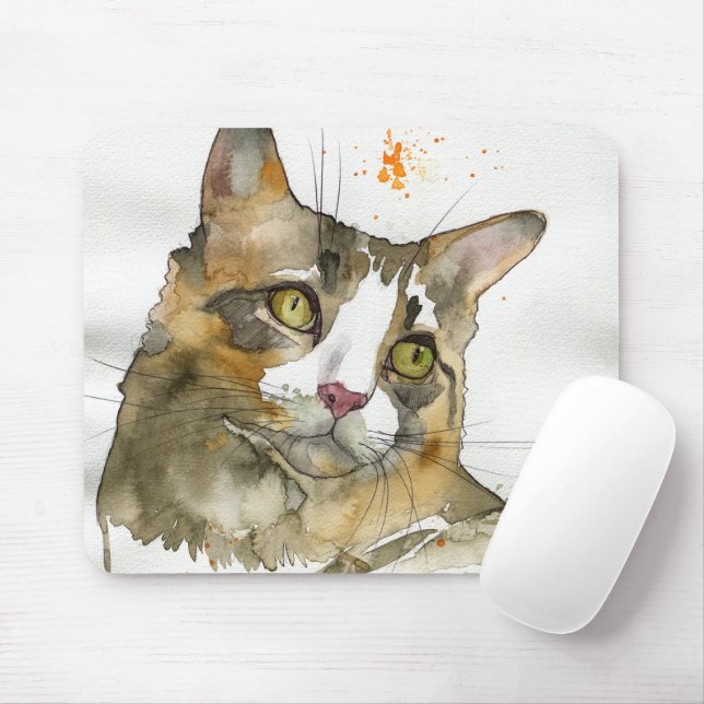 Tapis De Souris Chat à l'aquarelle (Avec souris)