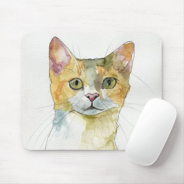 Tapis De Souris Chat à l'aquarelle (Avec souris)