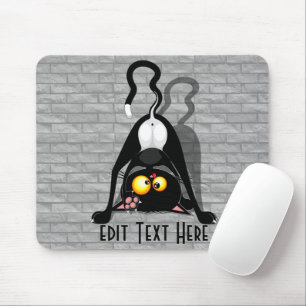 Tapis De Souris Chat à l'envers Personnage de Dessin Animé Drôle