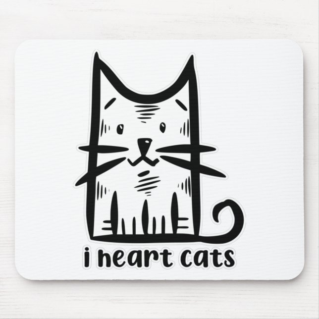 Tapis De Souris Chat à moustaches, j'adore les chats (Devant)