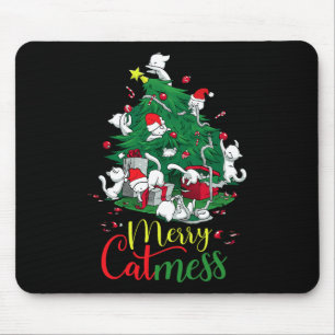 Tapis De Souris Chat amusant Arbre de Noël Joyeux Catmess Chats Am
