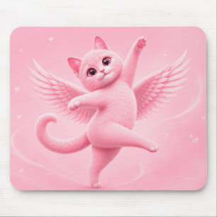 Tapis de souris chat ange rose mignon