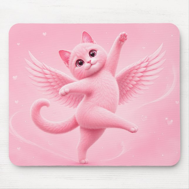 Tapis de souris chat ange rose mignon (Devant)