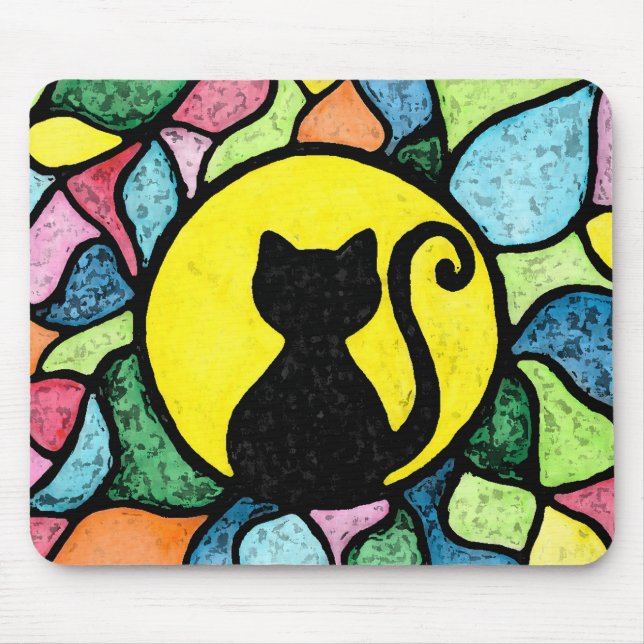 Tapis De Souris Chat artistique Mousepad d'aquarelle en verre (Devant)