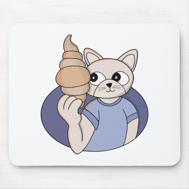 Tapis De Souris Chat au croissant drôle (Devant)