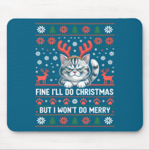 Tapis De Souris Chat aux bois de cerf en colère Sweat de Noël drôl