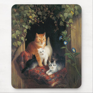 Tapis De Souris Chat avec chatons (Art animal)
