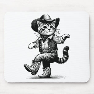 Tapis De Souris Chat Avec Cowboy Casquette Et Bottes Cowgirl Weste