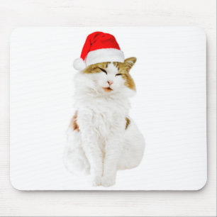 Tapis De Souris Chat avec le casquette de Père Noël