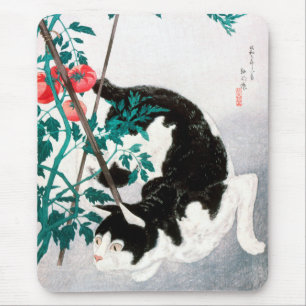 Tapis De Souris Chat avec Plante tomate (1931) par Hiroaki Takahas