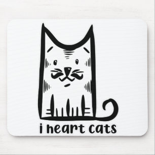 Tapis De Souris Chat avec une Moustache élégante, i coeur chats