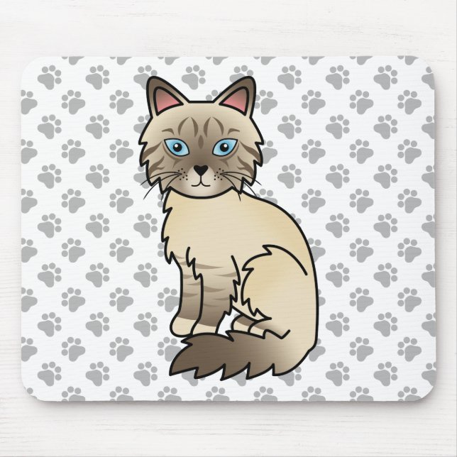 Tapis De Souris Chat Birman / Ragdoll au point chocolat tabby & Pa (Devant)