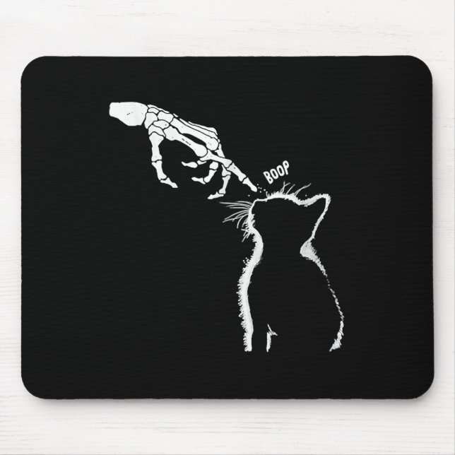 Tapis De Souris Chat Black Lover Skeleton Main Boop Funny Hallowee (Devant)