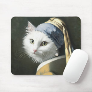 Tapis De Souris Chat blanc avec oreille perle