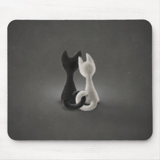 Tapis De Souris Chat blanc de chat noir (couleur 2) (Devant)