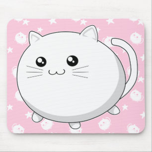 Tapis De Souris Chat blanc mignon de minou de Kawaii