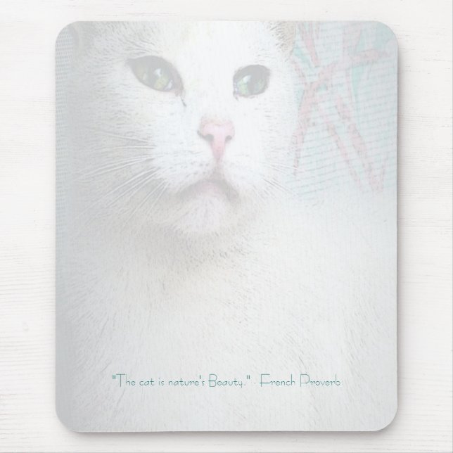 Tapis De Souris Chat blanc Mousepad (Devant)
