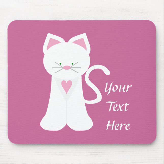 Tapis De Souris Chat blanc (personnalisable) (Devant)