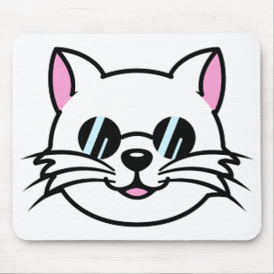 Tapis De Souris Chat blanc portant des lunettes noires / lunettes 