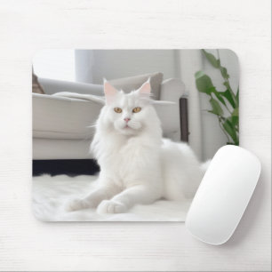 Tapis De Souris Chat blanc sur fourrure