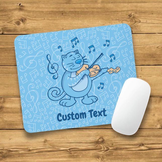 Tapis de souris chat bleu avec violon (Créateur téléchargé)