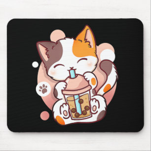 Tapis De Souris Chat Boba Tea Bubble Tea Anime Kawaii Neko pour fi