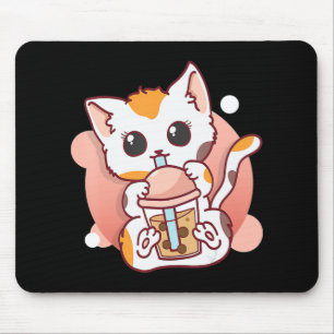 Tapis De Souris Chat Boba Tea Bubble Tea Kawaii Anime Neko pour fi